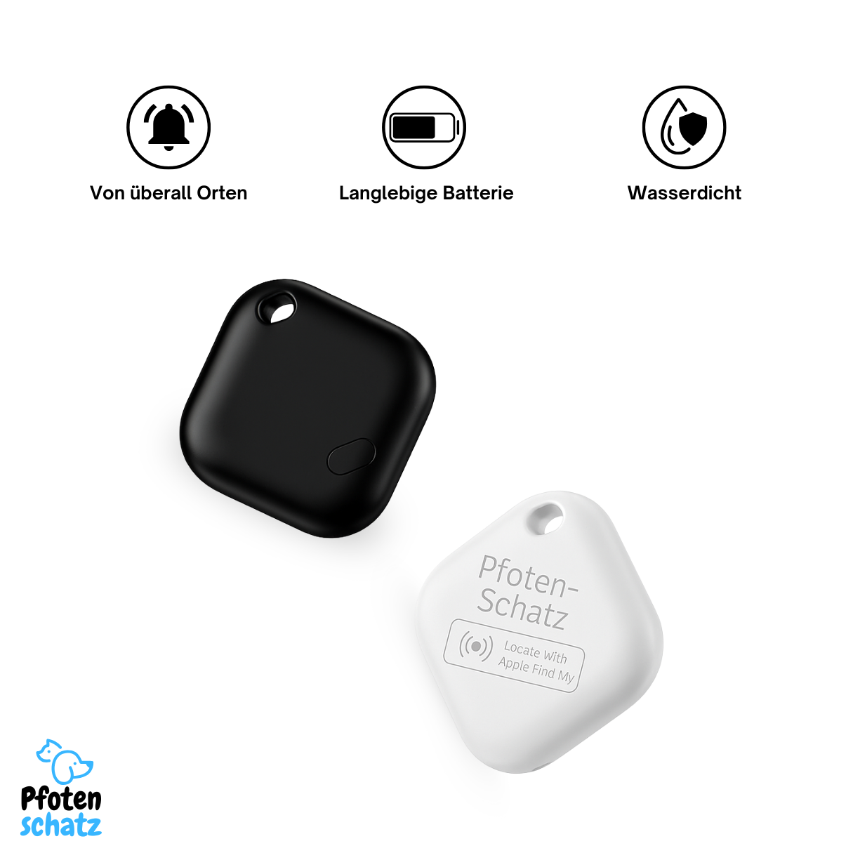 Pfoten-Schatz Tracker – GPS-Tracker für Hunde & Katzen kompatibel mit Apple “Wo ist?”