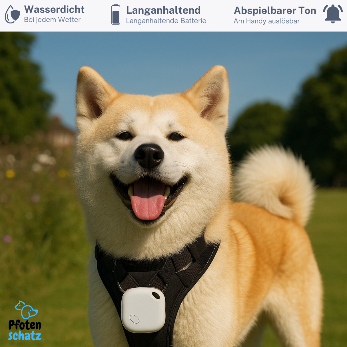 Pfoten-Schatz Tracker – GPS-Tracker für Hunde & Katzen kompatibel mit Apple “Wo ist?”
